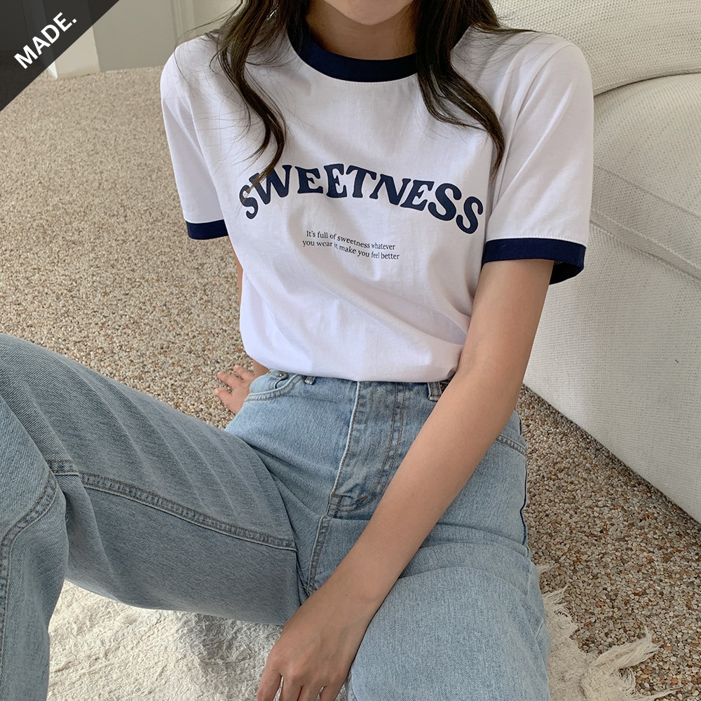 [썸머특가] [12BRiX] SWEETNESS 배색 티셔츠